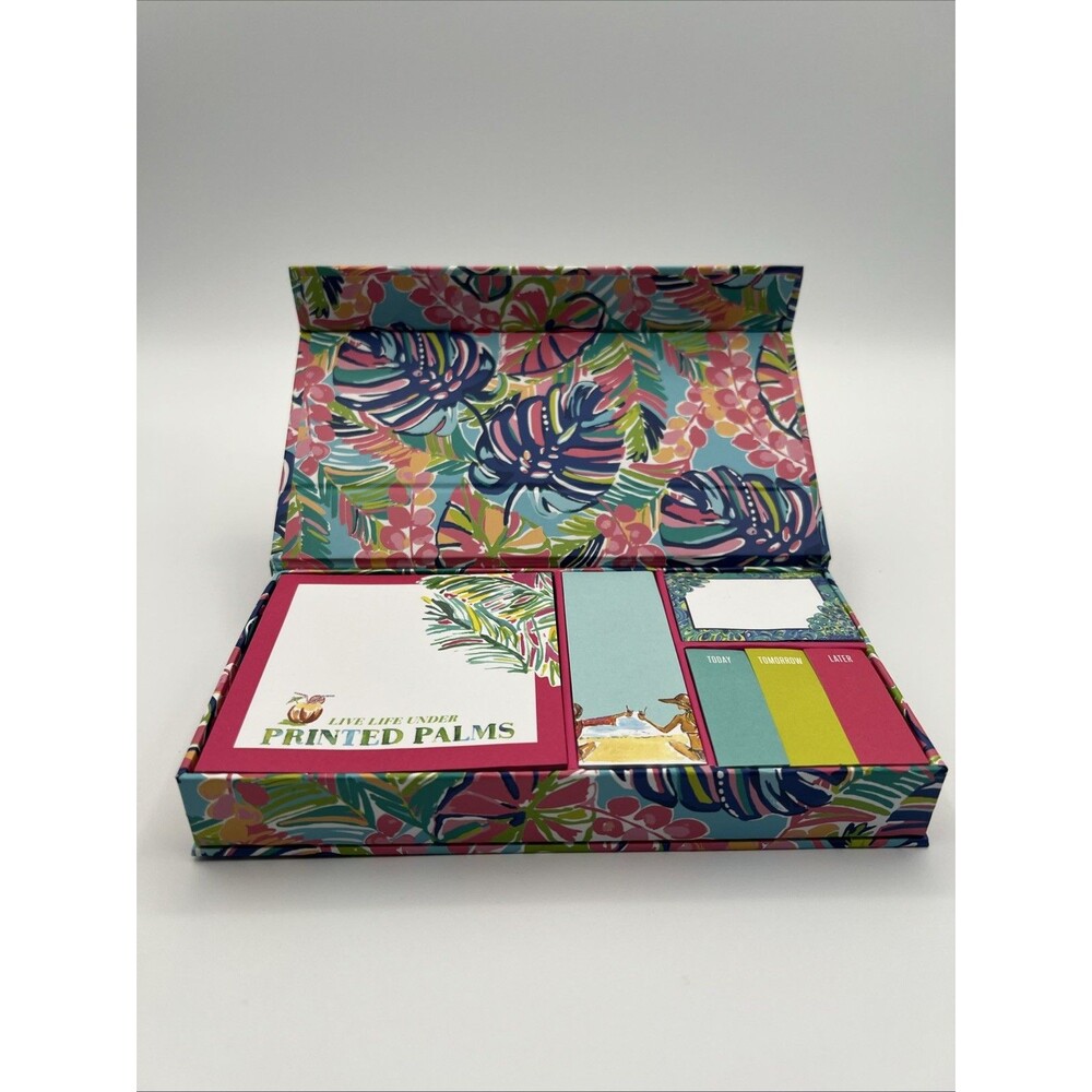 Lilly Pulitzer Sticky Note Set Exotic Garden 6 Pads Decorative Box Gift Set New